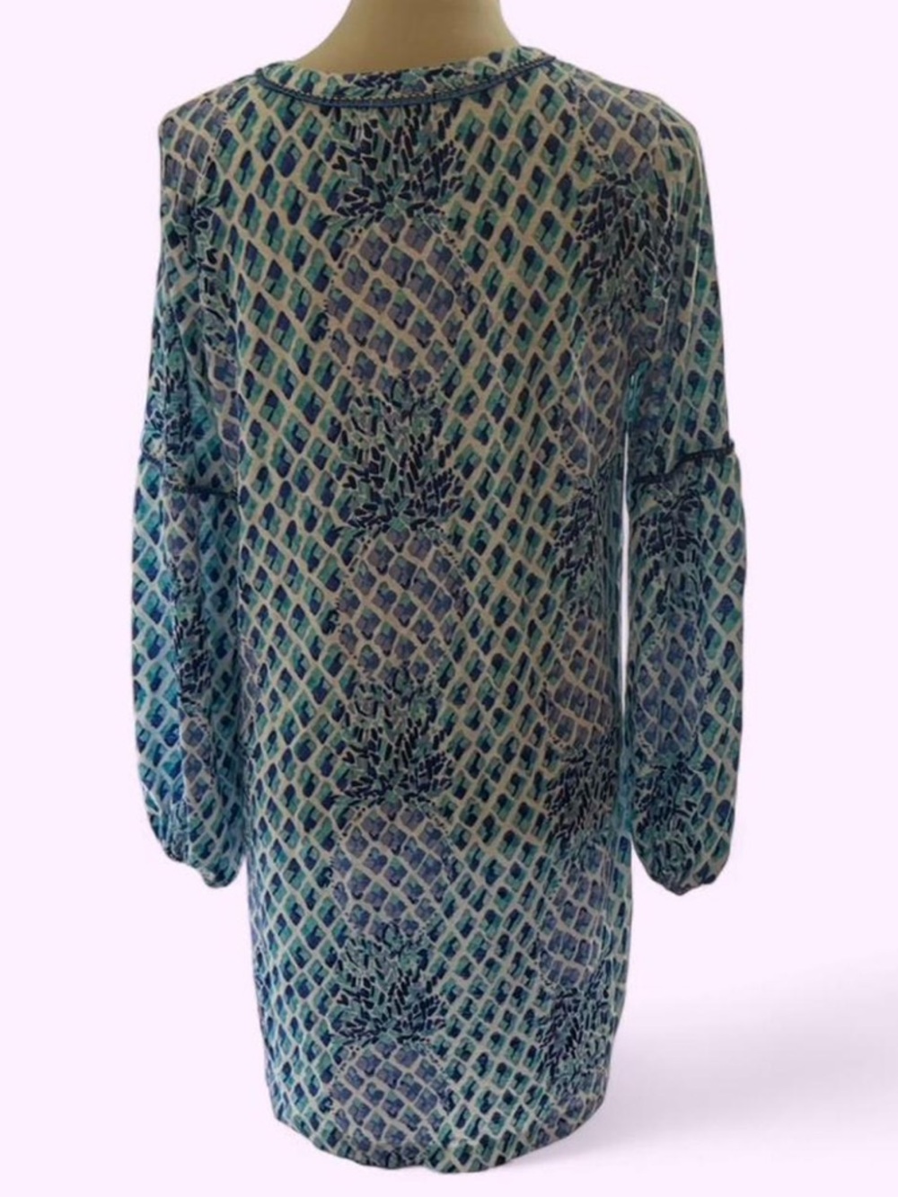 Lilly Pulitzer Blue White Joy Dress Size Large - Picture 6 of 9